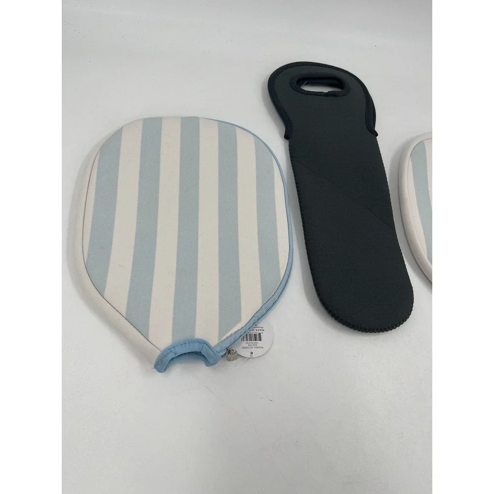 Pickleball‎ Paddle Cases Blue Stripe W/ Pickleball Ball Sleeve